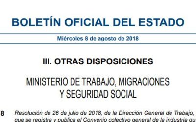 Se publica el XX Convenio Colectivo General de la Industria Química