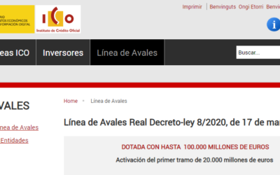 Línea de avales para empresas y autónomos (ICO) operativa desde 06/04/2020
